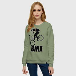 Свитшот хлопковый женский BMX 3, цвет: авокадо — фото 2