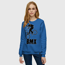 Свитшот хлопковый женский BMX 3, цвет: синий — фото 2