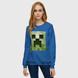 Свитшот хлопковый женский Мinecraft creeper, цвет: синий — фото 2