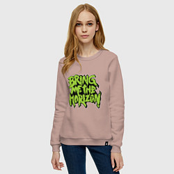Свитшот хлопковый женский Bring me the horizon, цвет: пыльно-розовый — фото 2