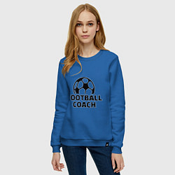 Свитшот хлопковый женский Football Coach, цвет: синий — фото 2