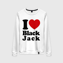 Свитшот хлопковый женский I love black jack, цвет: белый