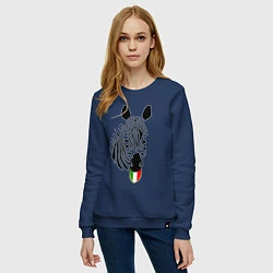 Свитшот хлопковый женский Juventus Zebra, цвет: тёмно-синий — фото 2