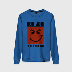 Свитшот хлопковый женский Bon Jovi: Have a nice day, цвет: синий