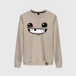 Свитшот хлопковый женский Super Meat Boy: Face, цвет: миндальный
