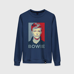 Свитшот хлопковый женский Bowie Poster, цвет: тёмно-синий
