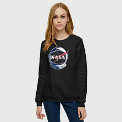 Свитшот хлопковый женский NASA, цвет: черный — фото 2