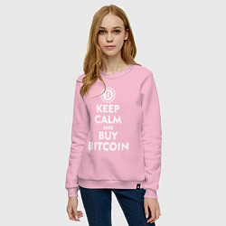 Свитшот хлопковый женский Keep Calm & Buy Bitcoin, цвет: светло-розовый — фото 2