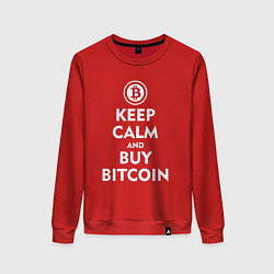 Свитшот хлопковый женский Keep Calm & Buy Bitcoin, цвет: красный