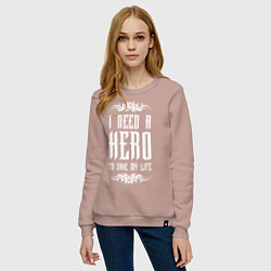 Свитшот хлопковый женский Skillet: I need a Hero, цвет: пыльно-розовый — фото 2