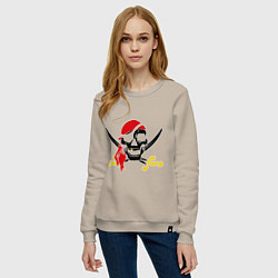Свитшот хлопковый женский Пиратская футболка, цвет: миндальный — фото 2