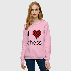 Свитшот хлопковый женский I love chess, цвет: светло-розовый — фото 2