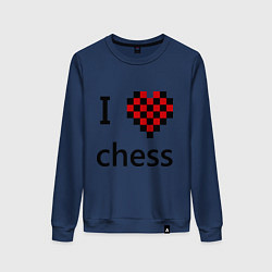 Свитшот хлопковый женский I love chess, цвет: тёмно-синий