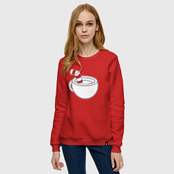 Свитшот хлопковый женский Red Cuphead, цвет: красный — фото 2