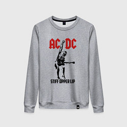 Свитшот хлопковый женский AC/DC: Stiff Upper Lip, цвет: меланж