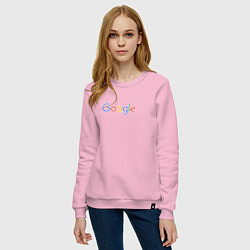 Свитшот хлопковый женский Google, цвет: светло-розовый — фото 2