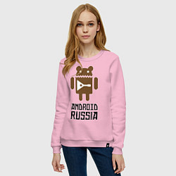 Свитшот хлопковый женский Android Russia, цвет: светло-розовый — фото 2