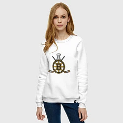 Свитшот хлопковый женский Boston Bruins Hockey, цвет: белый — фото 2