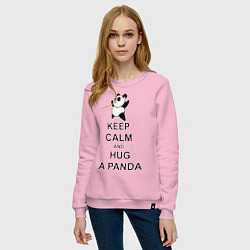 Свитшот хлопковый женский Keep Calm & Hug A Panda, цвет: светло-розовый — фото 2