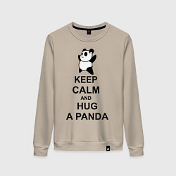 Свитшот хлопковый женский Keep Calm & Hug A Panda, цвет: миндальный