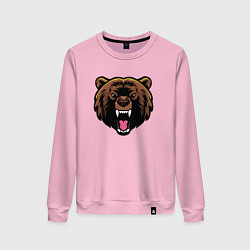 Свитшот хлопковый женский Злой медведь, цвет: светло-розовый