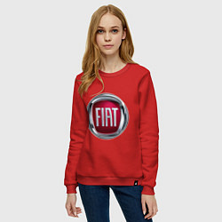 Свитшот хлопковый женский FIAT logo, цвет: красный — фото 2