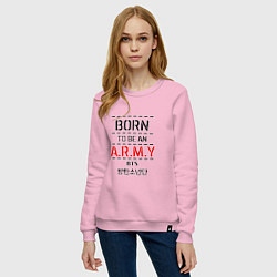 Свитшот хлопковый женский Born to be an ARMY BTS, цвет: светло-розовый — фото 2