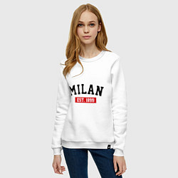 Свитшот хлопковый женский FC Milan Est. 1899, цвет: белый — фото 2
