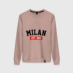 Свитшот хлопковый женский FC Milan Est. 1899, цвет: пыльно-розовый