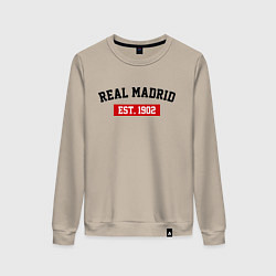 Свитшот хлопковый женский FC Real Madrid Est. 1902, цвет: миндальный