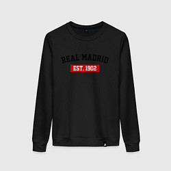 Свитшот хлопковый женский FC Real Madrid Est. 1902, цвет: черный