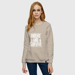 Свитшот хлопковый женский Endure & Survive, цвет: миндальный — фото 2