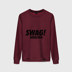 Свитшот хлопковый женский Swag Amazing, цвет: меланж-бордовый