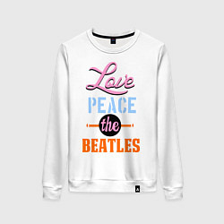 Свитшот хлопковый женский Love peace the Beatles, цвет: белый