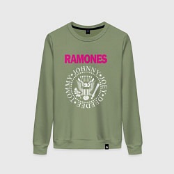 Свитшот хлопковый женский Ramones Boyband, цвет: авокадо