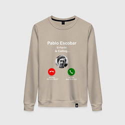 Свитшот хлопковый женский Escobar is calling, цвет: миндальный