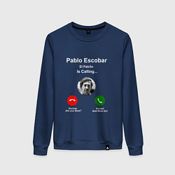 Свитшот хлопковый женский Escobar is calling, цвет: тёмно-синий