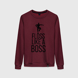 Свитшот хлопковый женский Floss like a boss, цвет: меланж-бордовый