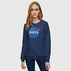 Свитшот хлопковый женский NASA: Masa, цвет: тёмно-синий — фото 2