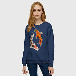 Свитшот хлопковый женский Инь-Ян, цвет: тёмно-синий — фото 2