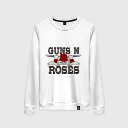 Свитшот хлопковый женский Guns n Roses: rock'n'roll, цвет: белый