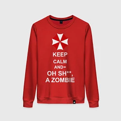 Свитшот хлопковый женский Keep Calm & Oh Sh**, A Zombie, цвет: красный