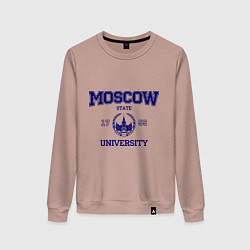 Свитшот хлопковый женский MGU Moscow University, цвет: пыльно-розовый