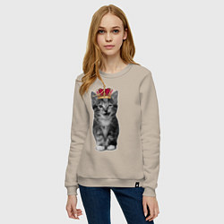 Свитшот хлопковый женский Meow kitten, цвет: миндальный — фото 2