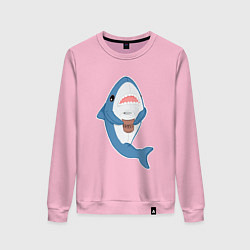 Свитшот хлопковый женский Hype Shark, цвет: светло-розовый