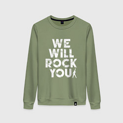 Свитшот хлопковый женский We Wil Rock You, цвет: авокадо