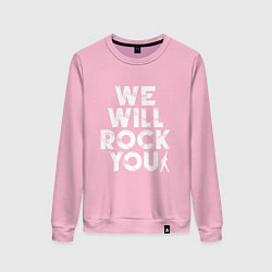 Свитшот хлопковый женский We Wil Rock You, цвет: светло-розовый