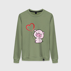 Свитшот хлопковый женский Pig Love, цвет: авокадо
