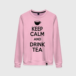 Свитшот хлопковый женский Keep Calm & Drink Tea, цвет: светло-розовый