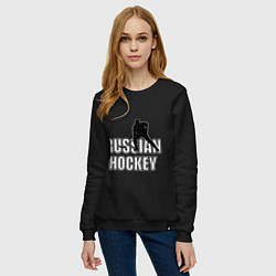 Свитшот хлопковый женский Russian hockey, цвет: черный — фото 2